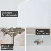 Addison 13" 2-Light Semi-Flush Mount Ceiling Light, Brushed Nickel Finish