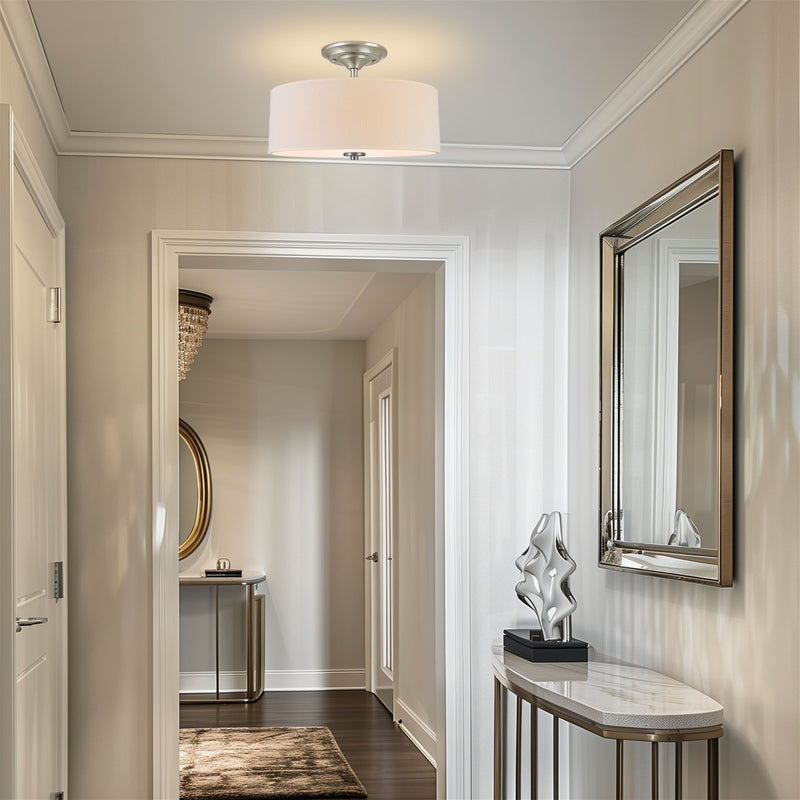 Addison 13" 2-Light Semi-Flush Mount Ceiling Light, Brushed Nickel Finish