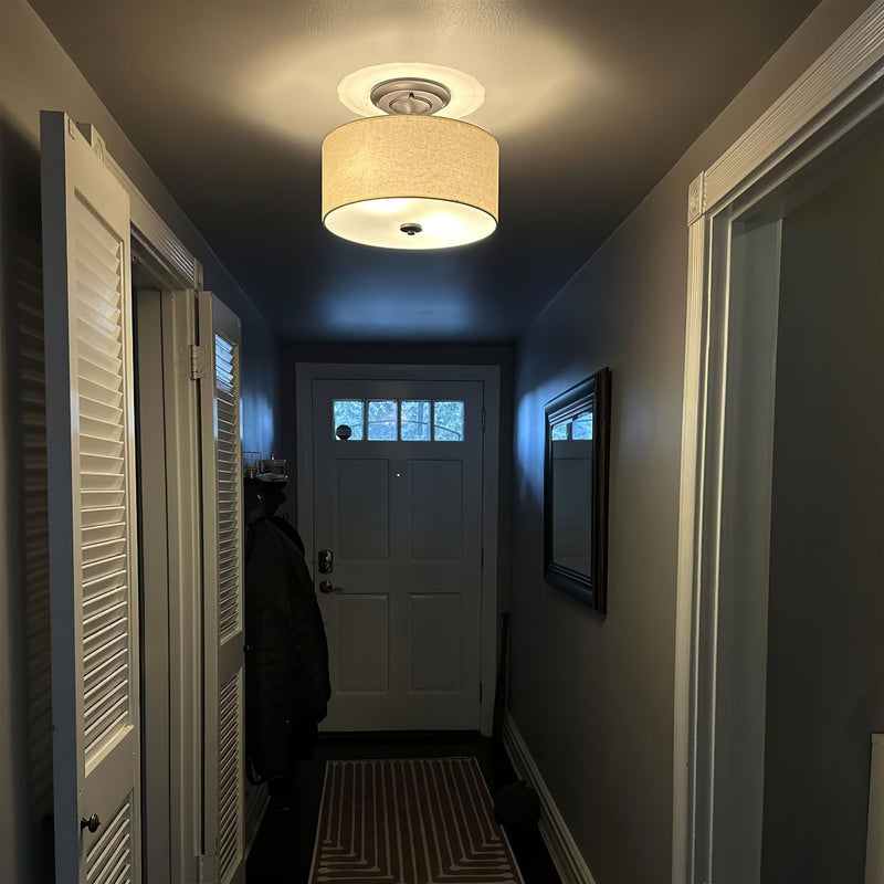 Addison 13" 2-Light Semi-Flush Mount Ceiling Light, Brushed Nickel Finish