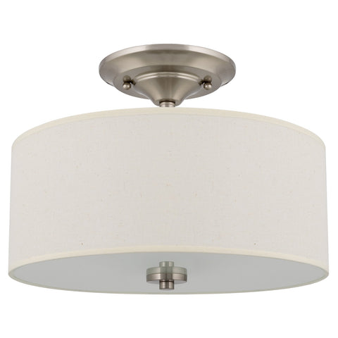 Addison 13" 2-Light Semi-Flush Mount Ceiling Light, Brushed Nickel Finish