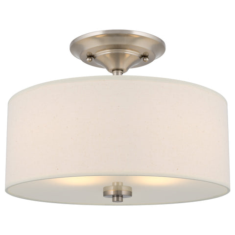 Addison 13" 2-Light Semi-Flush Mount Ceiling Light, Brushed Nickel Finish