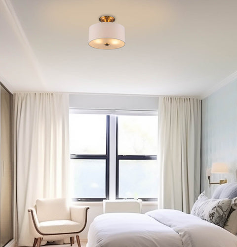 Addison 13" 2-Light Semi-Flush Mount Ceiling Light, Cool Brass Finish