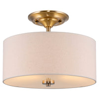 Addison 13" 2-Light Semi-Flush Mount Ceiling Light, Cool Brass Finish