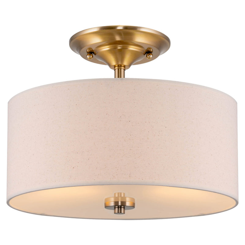 Addison 13" 2-Light Semi-Flush Mount Ceiling Light, Cool Brass Finish