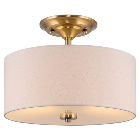Addison 13" 2-Light Semi-Flush Mount Ceiling Light, Cool Brass Finish