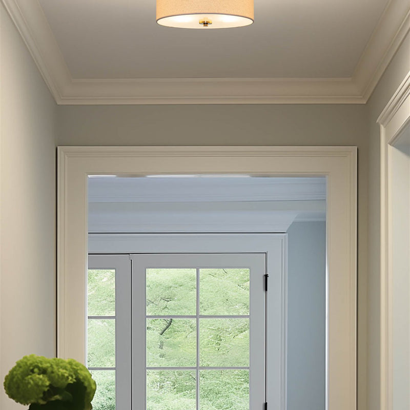 Addison 13" 2-Light Semi-Flush Mount Ceiling Light, Cool Brass Finish