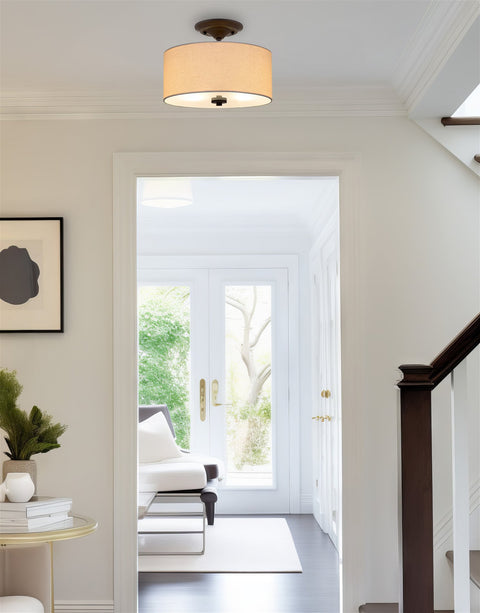 Addison 13" 2-Light Semi-Flush Mount Ceiling Light, Bronze Finish