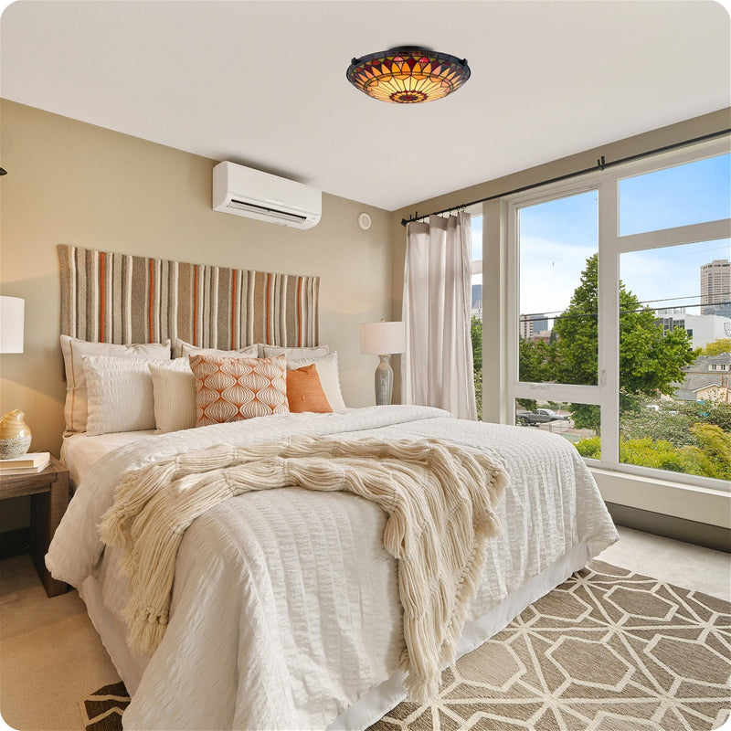 Mateo 16" 2-Light Tiffany Glass Flush Mount Ceiling Light