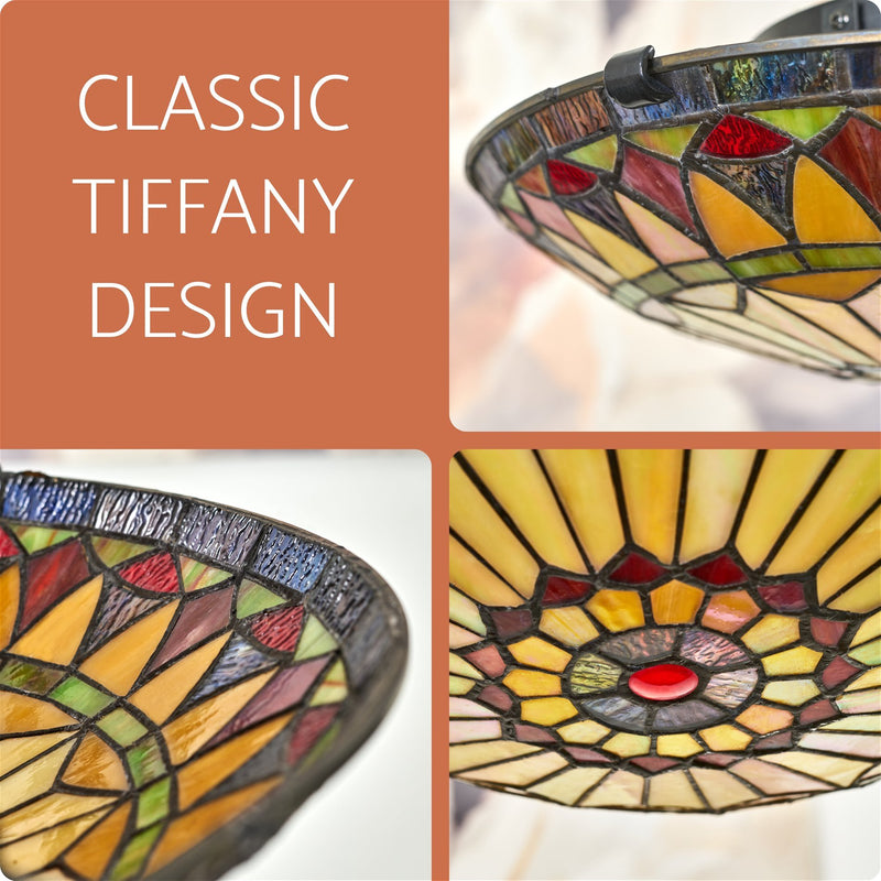Mateo 16" 2-Light Tiffany Glass Flush Mount Ceiling Light