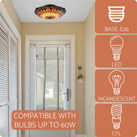 Mateo 16" 2-Light Tiffany Glass Flush Mount Ceiling Light