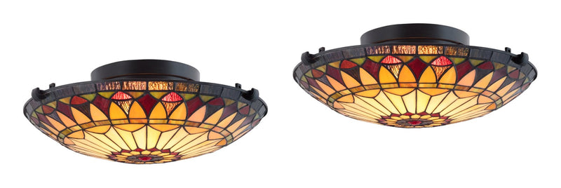 Mateo 16" 2-Light Tiffany Glass Flush Mount Ceiling Light