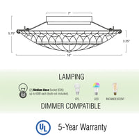Mateo 16" 2-Light Tiffany Glass Flush Mount Ceiling Light