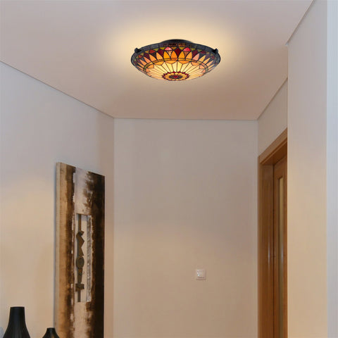Mateo 16" 2-Light Tiffany Glass Flush Mount Ceiling Light