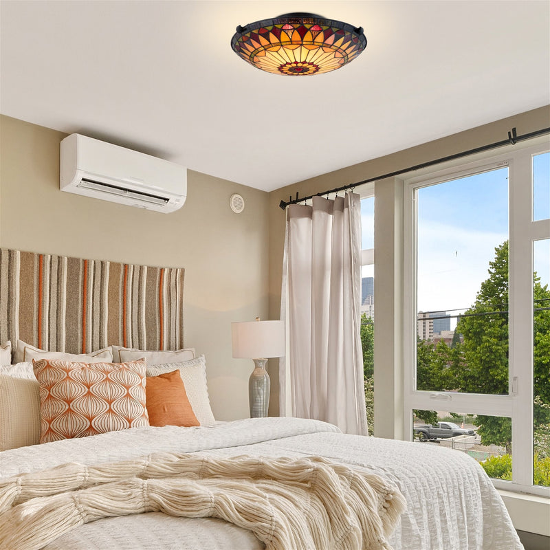 Mateo 16" 2-Light Tiffany Glass Flush Mount Ceiling Light