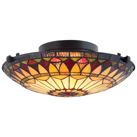 Mateo 16" 2-Light Tiffany Glass Flush Mount Ceiling Light