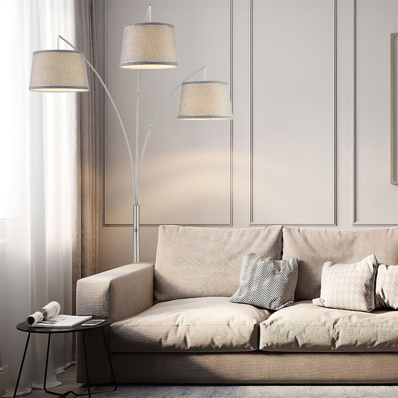Akira 79" Modern 3-Light Arc Floor Lamp with 3-Way Switch