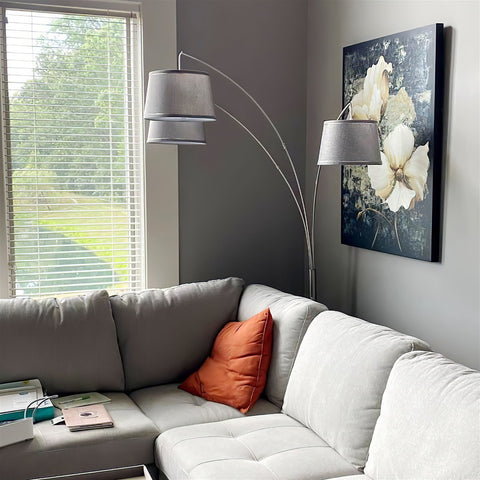 Akira 79" Modern 3-Light Arc Floor Lamp with 3-Way Switch