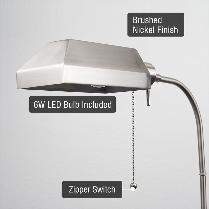 Prescott 58" Modern 6W LED Bulb (60W eq.) Adjustable Standing Pharmacy Floor Lamp