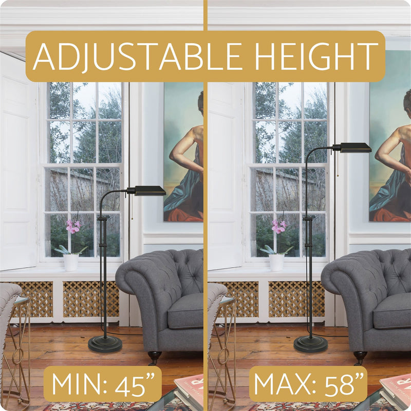 Kira Home Prescott 58" 6W LED Bulb (60W eq.) Modern Industrial Adjustable Standing Pharmacy Floor Lamp