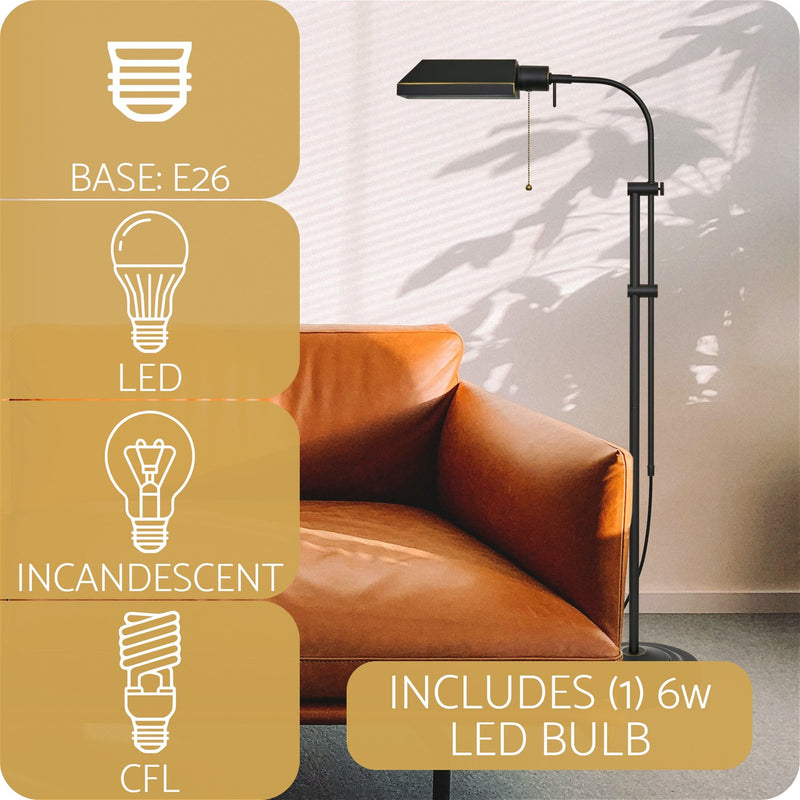 Kira Home Prescott 58" 6W LED Bulb (60W eq.) Modern Industrial Adjustable Standing Pharmacy Floor Lamp