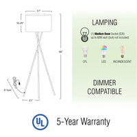 Sadie 60" Modern Tripod 9W LED Floor Lamp
