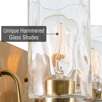 Armada II 7" Clear Hammered Glass Shades / Replacement Glass, 3-Pack