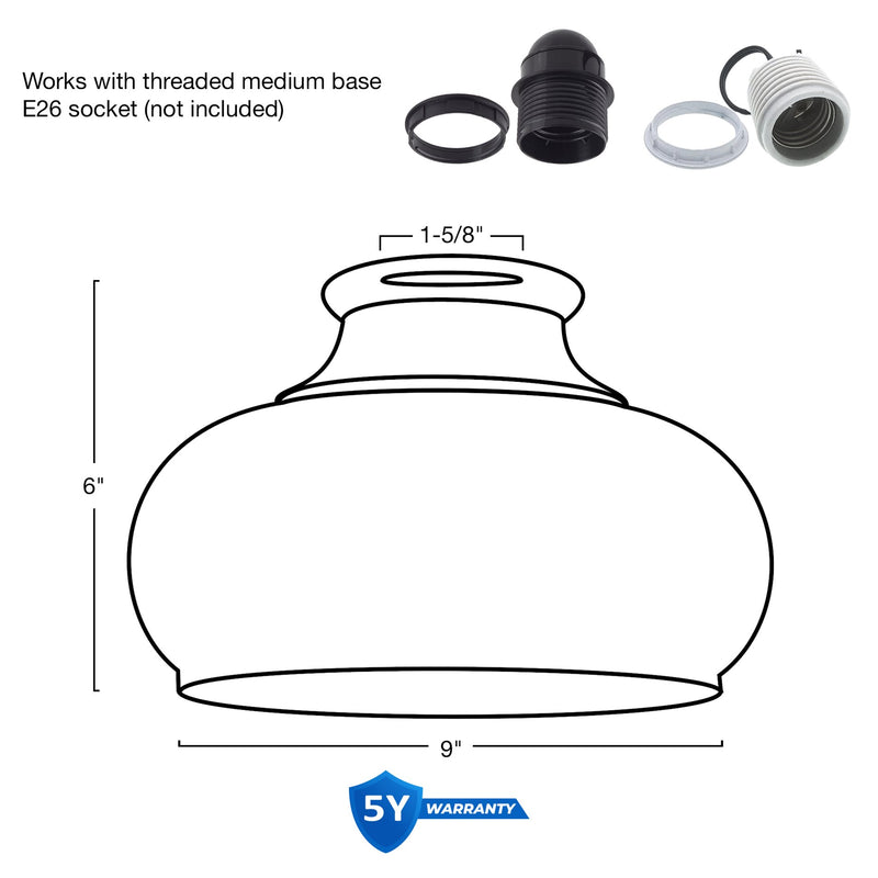 Harlow 9" Clear Glass Shade / Replacement Glass