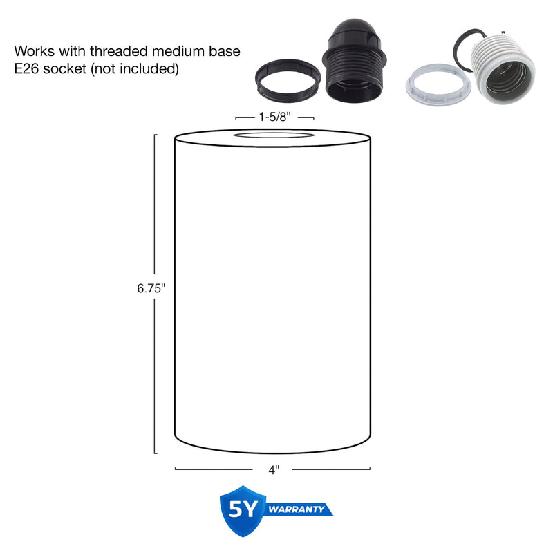 7" Cylinder Glass Shades, Opal Replacement Glass, 3-Pack