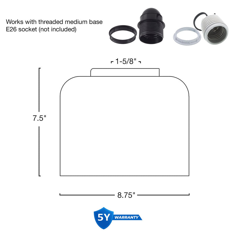Luxe 9" Clear Glass Shade / Replacement Glass