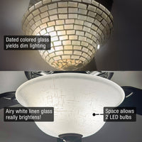 13" Hunter / Hampton Bay / Harbor Breeze Fan White Linen Glass Replacement / Upgrade