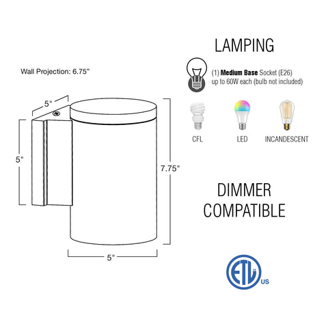 Enzo 8" Modern Outdoor Weatherproof Wall Sconce, 2-Pack