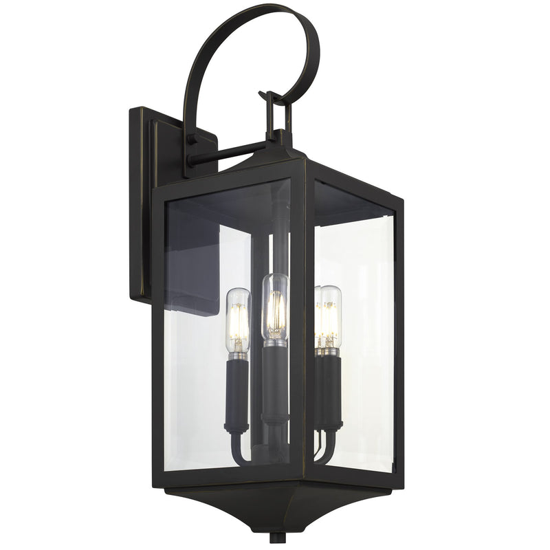 Kira Home Regency 22" Traditional 3-Light Outdoor Large Wall Sconce + Beveled Glass, Weatherproof Outdoor Light, Antique Bronze Finish