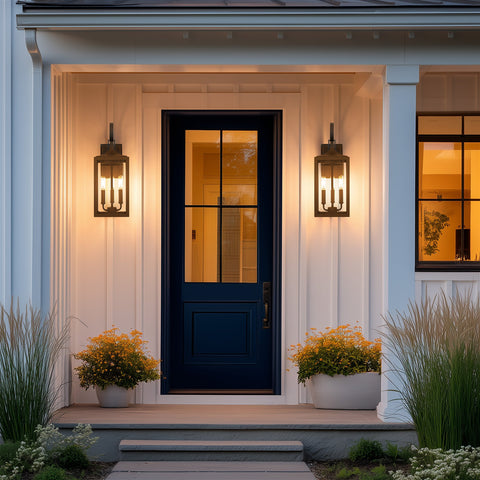 Kira Home Regency 22" Traditional 3-Light Outdoor Large Wall Sconce + Beveled Glass, Weatherproof Outdoor Light, Antique Bronze Finish