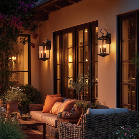 Kira Home Regency 22" Traditional 3-Light Outdoor Large Wall Sconce + Beveled Glass, Weatherproof Outdoor Light, Antique Bronze Finish