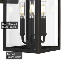 Kira Home Regency 22" Traditional 3-Light Outdoor Large Wall Sconce + Beveled Glass, Weatherproof Outdoor Light, Antique Bronze Finish