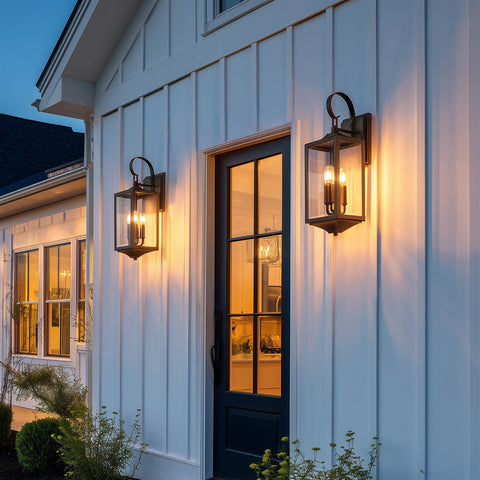 Kira Home Regency 22" Traditional 3-Light Outdoor Large Wall Sconce + Beveled Glass, Weatherproof Outdoor Light, Antique Bronze Finish