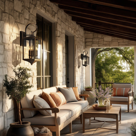 Kira Home Regency 22" Traditional 3-Light Outdoor Large Wall Sconce + Beveled Glass, Weatherproof Outdoor Light, Antique Bronze Finish