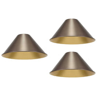 Kira Home 14" Industrial Metal Cone Replacement Shades, 1-5/8" Fitter Opening for Threaded Medium Base Socket, 6.75" x 14.25", Aged Bronze Finish, 3-Pack
