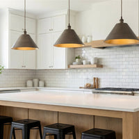 Kira Home 14" Industrial Metal Cone Replacement Shades, 1-5/8" Fitter Opening for Threaded Medium Base Socket, 6.75" x 14.25", Aged Bronze Finish, 3-Pack