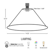 Kira Home 14" Industrial Metal Cone Replacement Shades, 1-5/8" Fitter Opening for Threaded Medium Base Socket, 6.75" x 14.25", Aged Bronze Finish, 3-Pack
