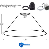 Kira Home 14" Industrial Metal Cone Lamp Shades, Set of 3 Large Replacement Pendant Covers, 1-5/8" Fitter Opening for Threaded Medium Base Socket, Aged Bronze Finish
