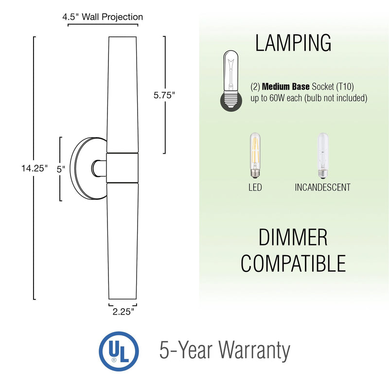 Duo 14" Modern Bathroom / Vanity Wall Sconce