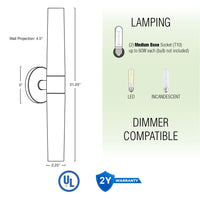 Duo 21" Modern Bathroom / Vanity Wall Sconce