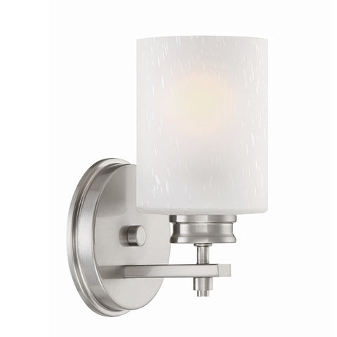 Kira Home Phoebe 8" Modern Farmhouse 1-Light Wall Sconce/Vanity Light + Frosted Seeded Glass Shade, Brushed Nickel Finish