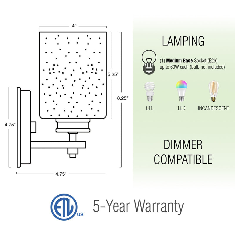 Phoebe 8" Modern Bathroom / Vanity Wall Sconce