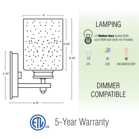 Phoebe 8" Modern Bathroom / Vanity Wall Sconce