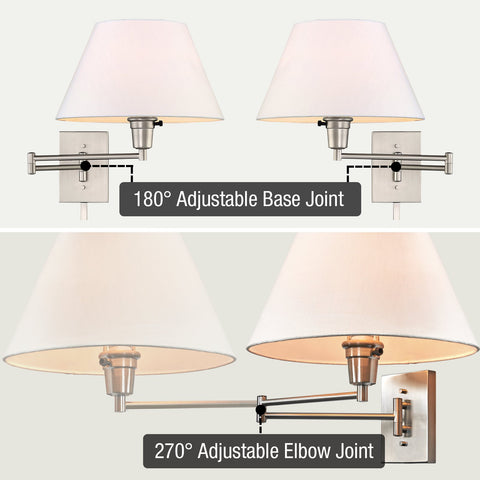 Cambridge 15" Swing Arm Wall Lamp - Plug In/Wall Mount, 2-Pack