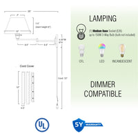 Cambridge 15" Swing Arm Wall Lamp - Plug In/Wall Mount, 2-Pack