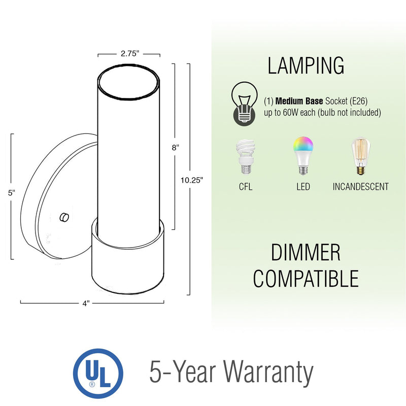 Sol 10" Modern Bathroom / Vanity Wall Sconce, 2-Pack