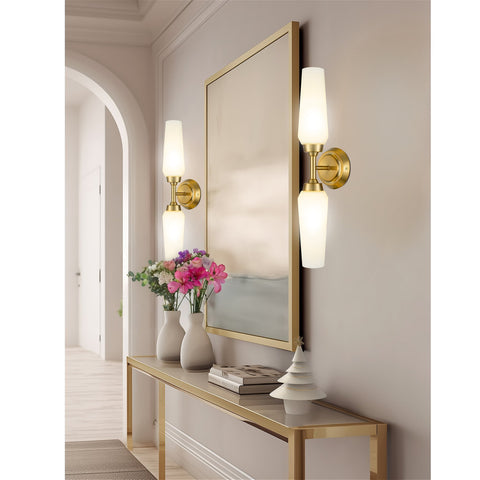 Kira Home Aurora 21" Modern 2-Light Gold Wall Sconce for Bedroom, Hallways, Pack of 2